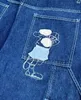 Y2K Summer Gym Shorts Men Hiphop Animation Print Harajuku haft haftowe kolanowe spodnie Retro High Street Sweatpants Dżinsy krótkie 240319
