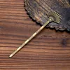 Hair Clips Barrettes Chinese National Style Carved Fan Stick Women Antique Bronze Hairpins Bookmark Traditional Clothing Headdress Jew Ot3Bo