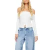 Dames T-shirts Dames T-shirt Off-shoulder top met lange mouwen zonder rugknop Afdichting Slim Fit Eén lijn Hals Kort cropped shirt