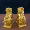 Rzeźby 2PCS Chińskie lwy Buddha posągi brązowe ozdoby brązowe Jade Jade Stone Fu Foo Dogs Rzeźba figurki posągowe Dekoracja domu