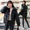 new Winter Glossy Wable Down Cott Jacket Women's Waterproof Tops Hooded Coat Parka Snowsuit Zipper Outerwear Female Clothes 54Kn#