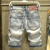 Zomer gescheurde denim shorts heren trendy slanke vijfpuntsbroek student nostalgische shorts dunne secti mannen korte jeans p3Dj #