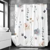 Tenda da doccia con fiori eleganti 180x180 cm Decorazioni per il bagno in poliestere stampato floreale Lavabile con ganci 240328