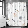 Elegante Bloemen Douchegordijn 180x180cm Bloemen Gedrukt Polyester Bad Badkamer Decor Wasbaar Met Haken 240328