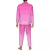 Casa roupas rosa ombre impressão conjuntos de pijama gradiente roxo na moda pijamas masculino manga longa solto quarto 2 peça terno tamanho grande