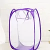 Förvaringskorgar tvättkläder tvättkorg väska fällbar upp enkla öppet mesh tvättkläder hamper korg för college sovsal