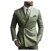 Зеленый Мужские костюмы Сплошной цвет 2 шт. Свадебные двубортные костюмы для жениха Формальные деловые костюмы Повседневная одежда Мужские пиджаки на заказ A8ob #