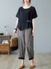 2 Stück Sets Frauen Casual T-shirt und knöchellange Hosen Neue Ankunft 2023 Sommer Vintage Stil Lose Weibliche Hose Anzüge B2521 E0Ys #