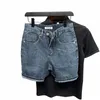 Summer Simple och Fi Streetwear Blue Luxury Men's Clothing Designer Slim Boyfriend Wed Jeans med Ripped Streetwear F3ks#