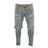 Jeans skinny da uomo Pantaloni in denim strappati con foro sexy Streetwear Fi 2023 Pantaloni con coulisse Pantal in stile europeo e americano x9yq #