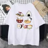 Nourriture Mignon Chat Sushi Carto Style Hommes Cott Manches Courtes Harajuku Casual Tout-mathématiques T-Shirts Oversize Fi Homme Tee Vêtements x1Ue #