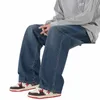 Jeans à jambes larges pour hommes, Baggy Fi, taille élastique, rétro, classique, droit, pantalon en Denim, Streetwear coréen, automne 2023, B0Fa #