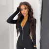 Cnyishe Fitn Outfit Femme Casual Sporty Entraînement Zipper Combinaison Femmes Barboteuses Lg Manches Skinny Activité Porter Salopette Tops d5E3 #