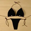 Ny baddräktkvinna 2024 Trend Summer Sexig String Bikini Set Two-Piece Badkläder Solid Color Beach Bra Thg Ladies Bathing Suit L82M#