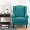 Pokrywa krzesła Prowadź o skrzydłach 2 sztuki/zestaw aksamitnych spandex Wingback Sofa Slipcover Solid Color Furniture Protector