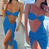 Casual Dresses Sling Sexy Hollow Slit Summer 2024 European And American Girls Seaside Holiday Wind Dress Outfits
