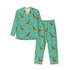 Hemkläder söt giraff pajamas set höst afrika djur tryck mode rum sömnkläder man 2 bit avslappnad överdimensionerad design kostym gåva