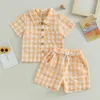 Kleidungssets Miolasay Kleinkind Baby Jungen Leinen Shorts Outfits Button Up Kurzarmhemden Mit Taschen Set Sommerkleidung