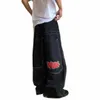 Y2k novo padrão bordado harajuku punk hip hop jeans de cintura alta vintage baggy jeans masculino street wear calças largas perna r0zo #
