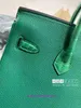 10a Top Quality Bag Women Purse Hremms Birkks Designer Tygväskor Helt handgjorda krokodilhud stava togo 30 kvinnor handväska smaragd grön bam med riktig logotyp