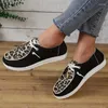 Casual Shoes 2024 For Women Lace Up Women's Vulcanize Fashion Leopard Print Round Head bekvämt