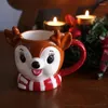 Mugs Kawaii Reindeer Christmas Gift European Relief Creative Santa Claus Ceramic Cup Shape Coffee Mug Tumbler Drinkware