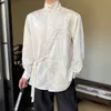 Chino Fi Stand Collar Colillas Camisa bordada Hombres sueltos Casual Vintage LG Manga Camisas Blusas Té Ceremy Ropa x8BD #