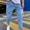 2023 Autumn Slim Fit Męskie dżinsy Pure Kolor swobodny elastyczna talia dżinsowe dżinsy belkowe spodnie stóp uliczne jogger dżinsowe spodnie męskie u7mq#