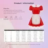 Womens Servants Maid Cosplay Costume Puff Sleeve Lace Patent Leather Dr med APR för Halen Christmas Clubwear Nightwear H7Wh#