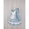 Dolce e carino Lolita Gonna Cameriera Apr Costume Cosplay Cameriera Giapponese Navy Collare Lg Manica Outfit Abbigliamento X7or #