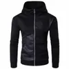 2023 New Men's Autumn Wear Men's English Spliced Sweater Black Foreign Trade Hooded Coat I5OR#