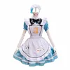 Azul Alice Playing Cards Lolita Maid Dr Disfraces Cosplay para niñas Mujer Waitr Alice Poker Maid Party Stage Costume H07u #