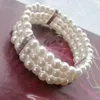 Link pulseiras de três camadas strass pérola pulseira elegante flash broca multi-camada elástica taobao bom produto de venda