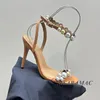 Chaussures habillées élégantes vert clair ceinture fine chaîne de boule en métal boucle de cheville sangle sandales à talons hauts été femmes grande taille