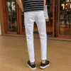 fi casual vit rippade jeans för män jeans byxor smala mager stretch denim byxor man elastisk midja jogging denim byxor v2sg#