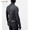 xingdeng men turtleneck mittens lg sleeve T-shirt Men fi casual tee gloves male slim fit punk clothing top coats E4jD#