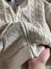 Solide Twist tricoté Cardigan à capuche femmes automne décontracté coton côtelé garniture Zipup pull Vintage Streetwear hauts courts manteau 240311