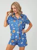 Vêtements à domicile Femmes Pyjama d'été Définit des chemises à manches courtes Shirts et Shorts Loungewear 2 pièces