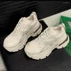 Chaussures décontractées en cuir véritable, coussin d'air avec bout rond, semelle épaisse, Surface en maille pour papa, pour des sports confortables et respirants