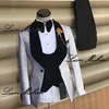 Jacquard Men's Suit 3 -stycken Formell parti Dr brudgum bröllop smoking jacka byxor väst båge veet krage elegant kostym män z7zt#