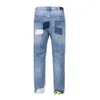 High Street Floral broderi lapptäcke rippade blå jeans byxor för manlig retro rak casual denim byxor överdimensionerade jean o24m#