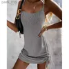 Basic Casual Jurken 2024 Nieuwe Zomer Mouwloze Sling Mini Korte Jurk Dames Mode Ruglooze Trekkoord Lage Kraag Effen Sexy Lente yq240328