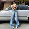 American Loose Nutged Dżinsy dla kobiet 2024 Nowa pikantna dziewczyna wszechstronna drapowanie prostych dżinsów