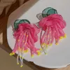 Charm pärlstav tasselblommaörhängen för kvinnor personlig design kreativ stil droppörhängen minimalistiska grossistsmycken y240328