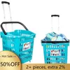 Worki pralni Większy koszyk spożywczy Gocart Rolling Shopping na kółkach z uchwytem czyszcząc Caddy Trolley TEAL