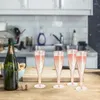 Tass jetables pailles 5pcs flûtes en plastique en plastique flûtes de champagne claire en verre de mariage en verre premium