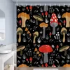 Vintage grzybowe zasłony prysznicowe natury las las motyla rośliny kwiaty kurtyna kąpiel czarny wystrój łazienki z haczykami 240328