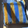 Подушка сине-желтая подушка в полоску, декоративный чехол для дивана, мягкая синель, квадратный плед, украшения для дома