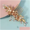 Fermagli per capelli Barrettes Pettine per fiori Forcina per sposa Lega a forma di foglia Copricapo floreale Accessori per gioielli da sposa Consegna a goccia Gioielli per capelli Otxue