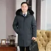 Mężczyźni Winter Goose Down Coats z kapturem futrzany kołnierz LG Down Jackets Wysokiej jakości męski męski wiatrowoodpornik ciepłe swobodne kurtki zimowe U5LM#